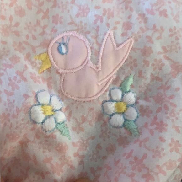 Vintage pink sun suit with embroidered birds - Picture 4 of 4